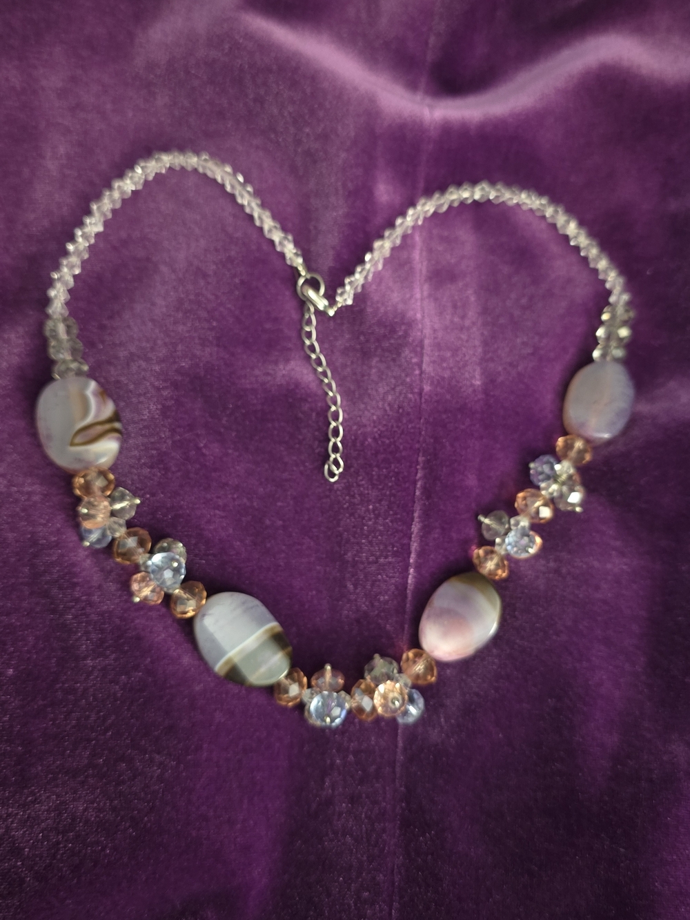 Multicolor Beaded Glass Statement Necklace - Elegant Pink & Gold Accents - Picture 6 of 6